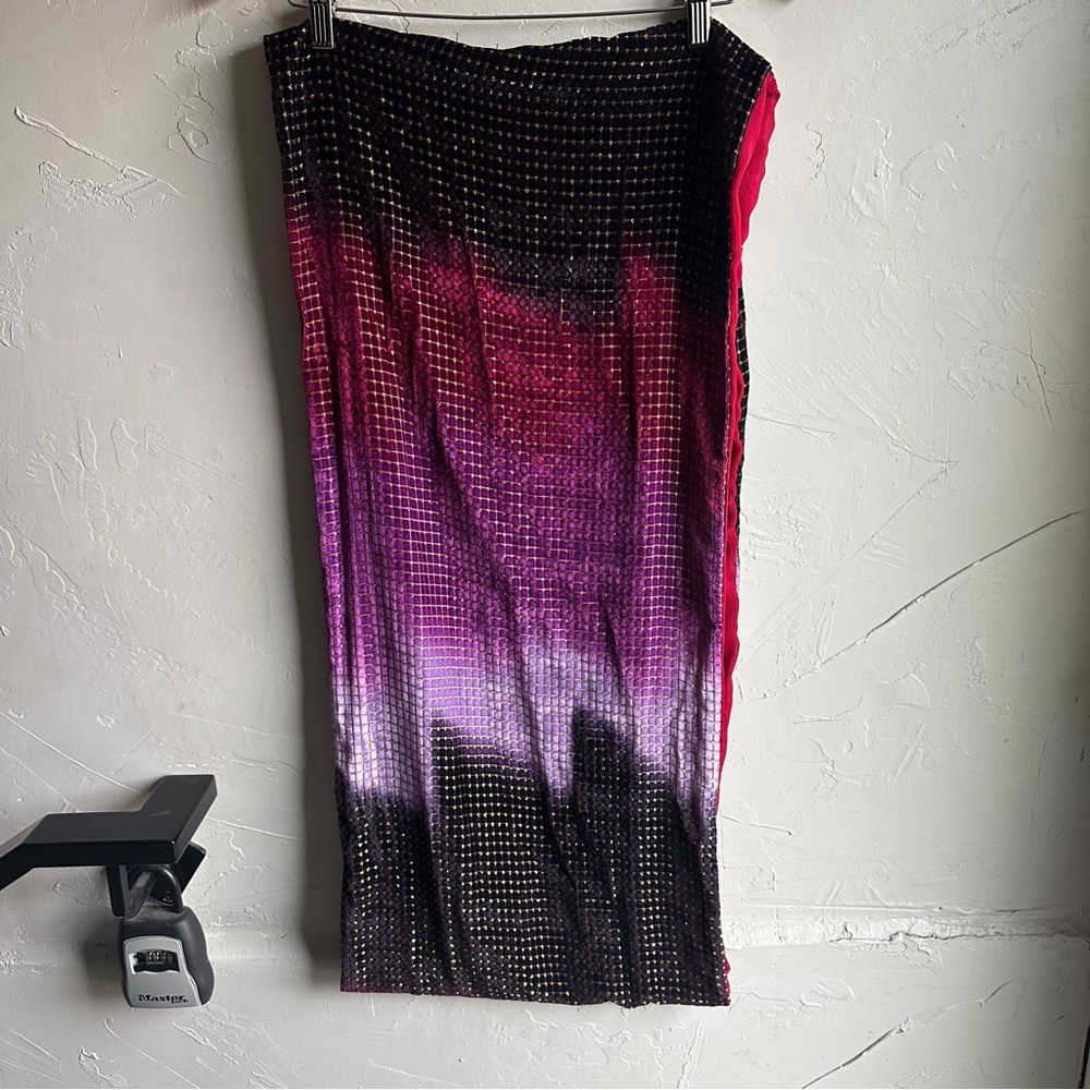 Velour‎ Ombré Infinity Scarf Gold Burnout Grid Whimsigoth Dark Romantic 15”x35”
